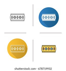 Women's bracelet icon. Flat design, linear and color styles. Isolated vector illustrations