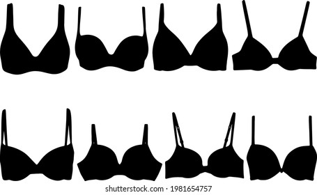 Women's bras in the set. Vector image. 