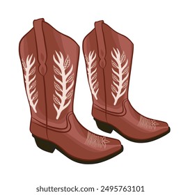 Women's brown leather cowboy boots.