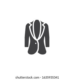 Women's business jacket vector icon. filled flat sign for mobile concept and web design. Women jacket with long sleeves glyph icon. Symbol, logo illustration. Vector graphics