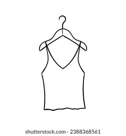 women's camisole shirt on a hanger. Hand drawn vector illustration