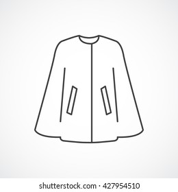 Women's cape icon. Vector line fashion clothes icon isolated on white background