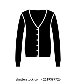 Womens Cardigan Black Glyph Icon Isolated. Vector