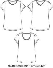 Womens Casual Basic tops sketch Design vector
