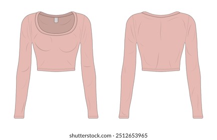 Women's casual long sleeve shirt mockup front and back view