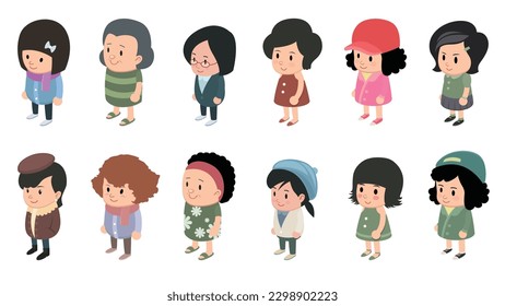 Womens characters of various styles. vector illustration.