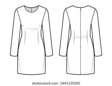 Women's classic dress sketch, long sleeves