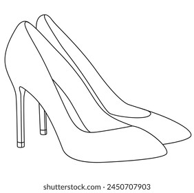 Women's classic high heel shoes outlined vector