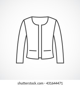 Women's classic jacket icon. Vector line fashion clothes icon.
