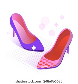 Women's classic shoe in Isometric View. Shoes with heels. Vector illustration
