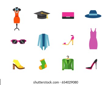 Womens clothes icon set