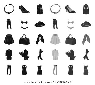 Women's Clothing black.mono icons in set collection for design.Clothing Varieties and Accessories vector symbol stock web illustration.