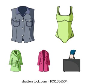 Women's Clothing cartoon icons in set collection for design.Clothing Varieties and Accessories vector symbol stock web illustration.