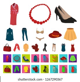 Women's Clothing cartoon,flat icons in set collection for design.Clothing Varieties and Accessories vector symbol stock web illustration.