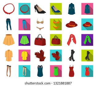 Women's Clothing cartoon,flat icons in set collection for design.Clothing Varieties and Accessories vector symbol stock web illustration.