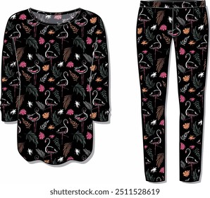 women's clothing design. pajama set design and pattern design