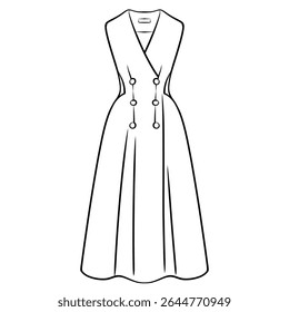 women's clothing dress vest simple outline illustration
