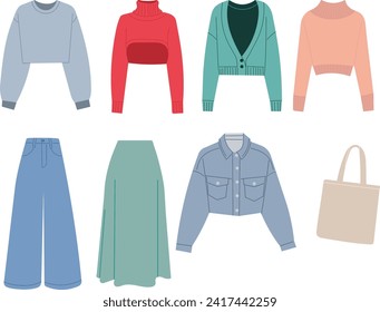 women's clothing in flat style, vector