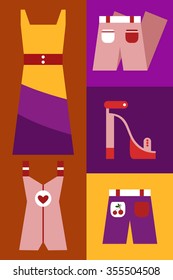 Women's clothing icon set