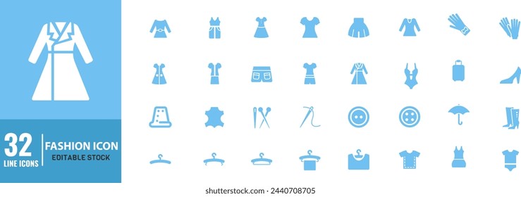 Women's Clothing Icon Set. Editable Stroke	
