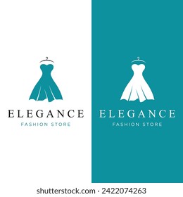 Women's clothing logo with hanger, luxury clothes.Logo for business,boutique,fashion shop,model,shopping and beauty.