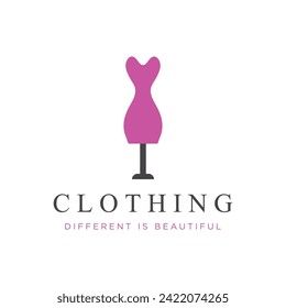 Women's clothing logo with hanger, luxury clothes.Logo for business,boutique,fashion shop,model,shopping and beauty.