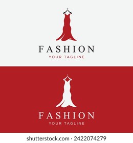 Women's clothing logo with hanger, luxury clothes.Logo for business,boutique,fashion shop,model,shopping and beauty.