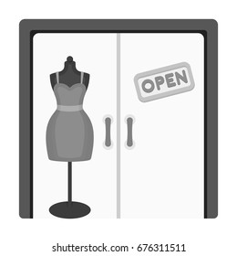 Women's clothing store. E-commerce single icon in monochrome style vector symbol stock illustration web.