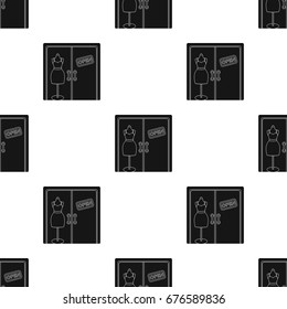 Women's clothing store. E-commerce single icon in black style vector symbol stock illustration web.