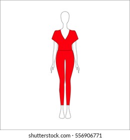 women's clothing. top and trousers drawn vector