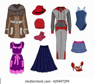 Women's clothing. Vector.