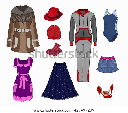 Women's clothing. Vector.