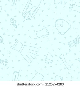 Women's clothing - Vector background (seamless pattern) of dress, shoes, skirt, jeans, jacket and accessories for graphic design