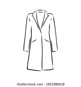 Women's coat, Fashion flat sketch. Technical drawing women's coat, vector sketch illustration