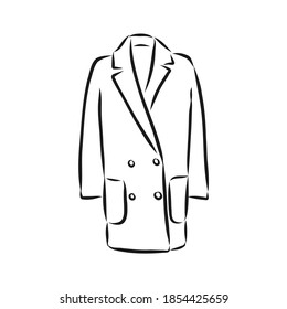 Women's coat, Fashion flat sketch. Technical drawing women's coat, vector sketch illustration