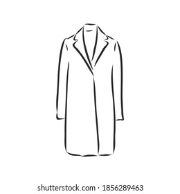 Women's coat, Fashion flat sketch. Technical drawing women's coat, vector sketch illustration