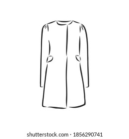 Women's coat, Fashion flat sketch. Technical drawing women's coat, vector sketch illustration