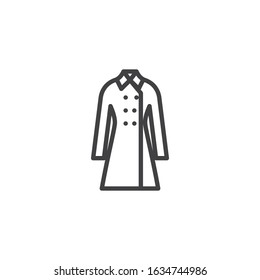 Womens coat line icon. linear style sign for mobile concept and web design. Trench coat outline vector icon. Symbol, logo illustration. Vector graphics