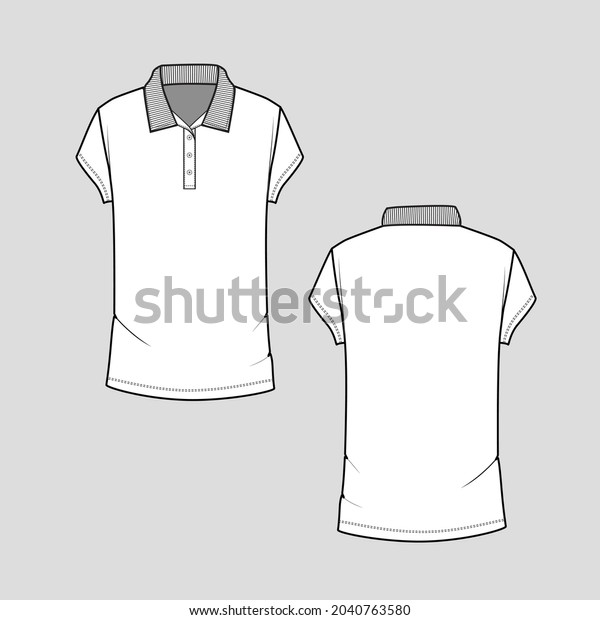 Womens Collar T Shirt Button Panel Stock Vector (Royalty Free ...