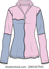 MUJER CONTRASTE MEDIA CREMALLERA CORTADA Y SUDADERA