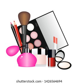 Women's cosmetics on white background