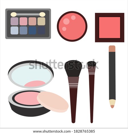 womens cosmetics on white background