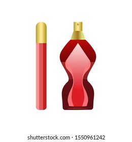 Women's cosmetics and perfumes. Realistic vector for presentation of glass cosmetic packages  product. Body and skin care product on white background.  Beauty products packaging template.