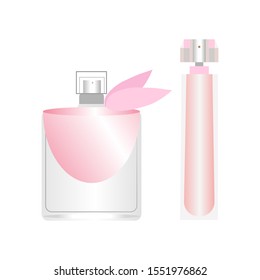 Women's cosmetics and perfumes. Realistic vector for presentation of glass cosmetic packages  product. Body and skin care product on white background.  Beauty products packaging template.
