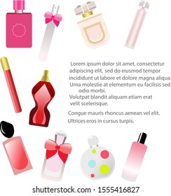 Women's cosmetics and perfumes. Realistic vector for presentation of glass cosmetic packages  product. Body and skin care product on white background.  Beauty products packaging template.