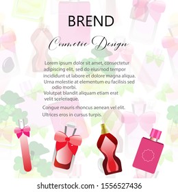 Women's cosmetics and perfumes. Realistic vector for presentation of glass cosmetic packages  product. Body and skin care product on white background.  Beauty products packaging template.