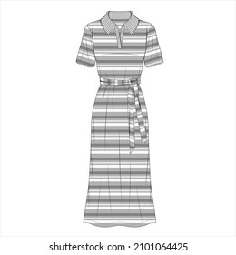 Túnica de cable de cuello de la tripulación femenina. Ilustración de la moda técnica tónica. Plantilla de túnica de ropa plana delantera y trasera, color blanco. Burla de CAD de mujeres.