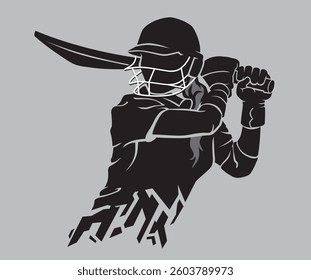 Women's Cricket Sport, Abstract Bust Silhouette