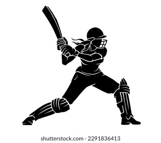 Women's Cricket Sport Action Silhouette