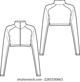 Women's cropped jacket fashion vector sketch, Apparel template